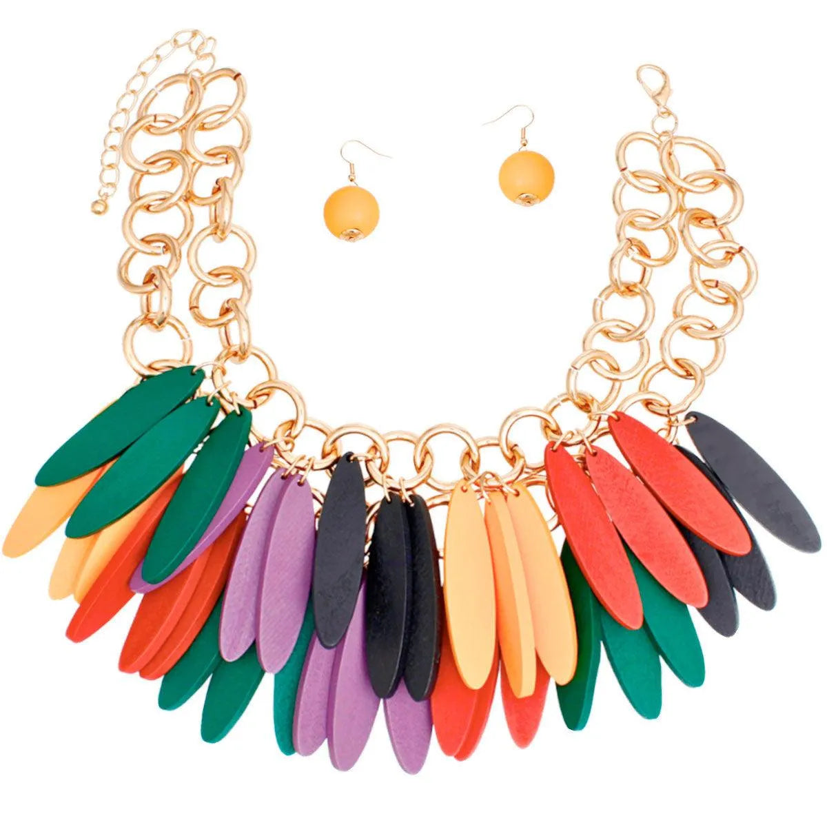 Transform Your Look: Multicolor Fringe Choker Necklace Set Jewelry Bubble