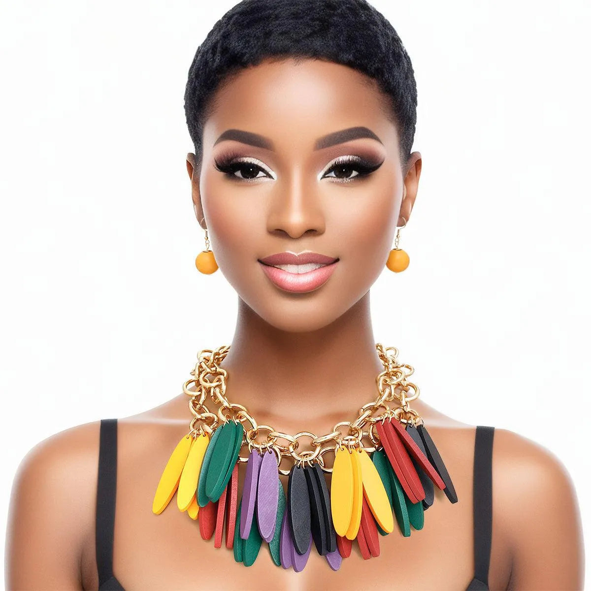 Transform Your Look: Multicolor Fringe Choker Necklace Set Jewelry Bubble