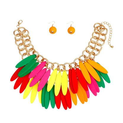 Transform Your Look: Rainbow Fringe Choker Necklace Set Jewelry Bubble