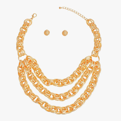 Transform Your Look with Our Gold Link Layered Necklace Set Jewelry Bubble