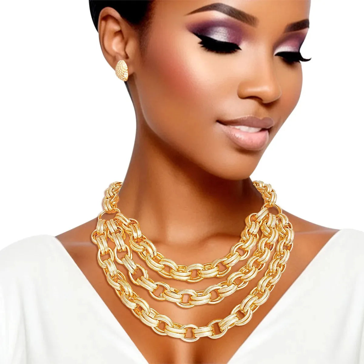 Transform Your Look with Our Gold Link Layered Necklace Set Jewelry Bubble