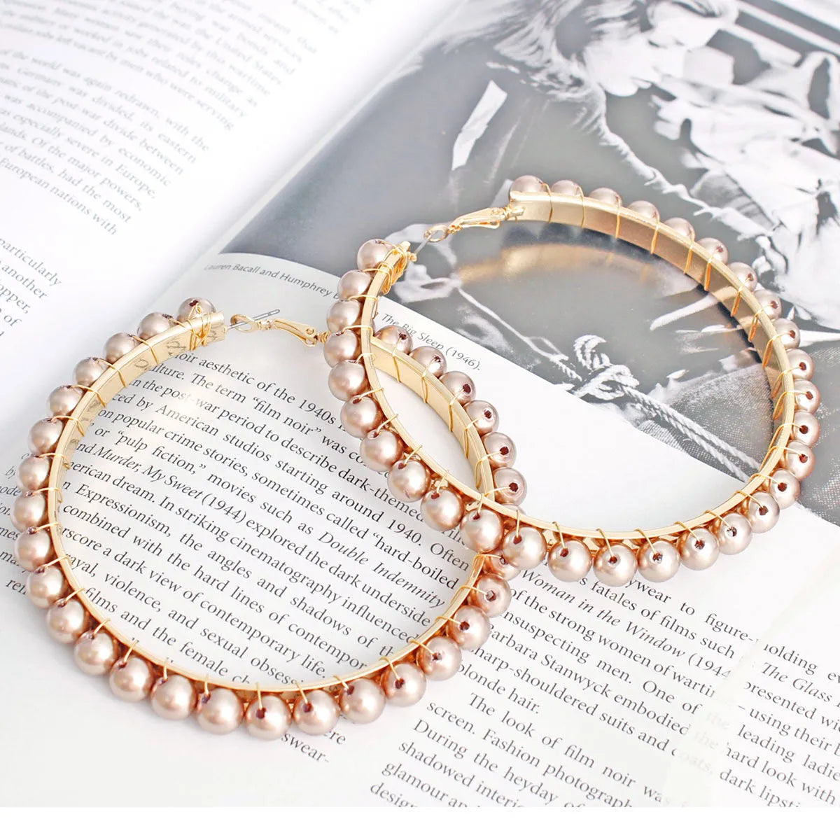 Trend Alert: Classic Pearl Earrings Wrapped Gold Hoops Jewelry Bubble