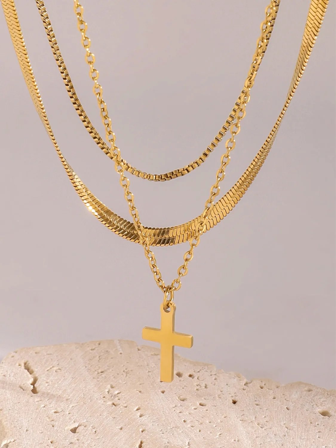 Triple Chain Cross Necklace: A Layered Statement of Faith and Style