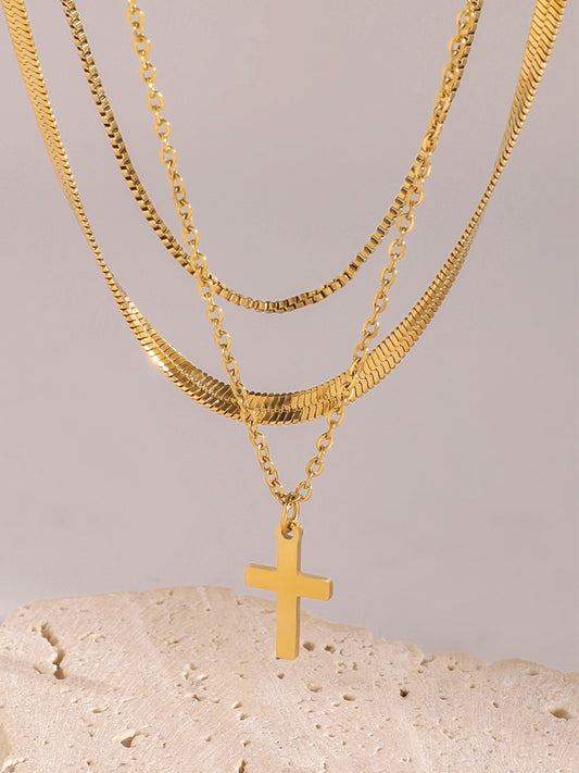 Triple Chain Cross Necklace: A Layered Statement of Faith and Style Jewelry Bubble