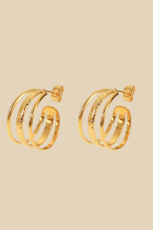 Triple Glam Gold Hoop Earrings - Elevate Your Style Trendsi