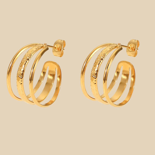 Triple Glam Gold Hoop Earrings - Elevate Your Style Jewelry Bubble