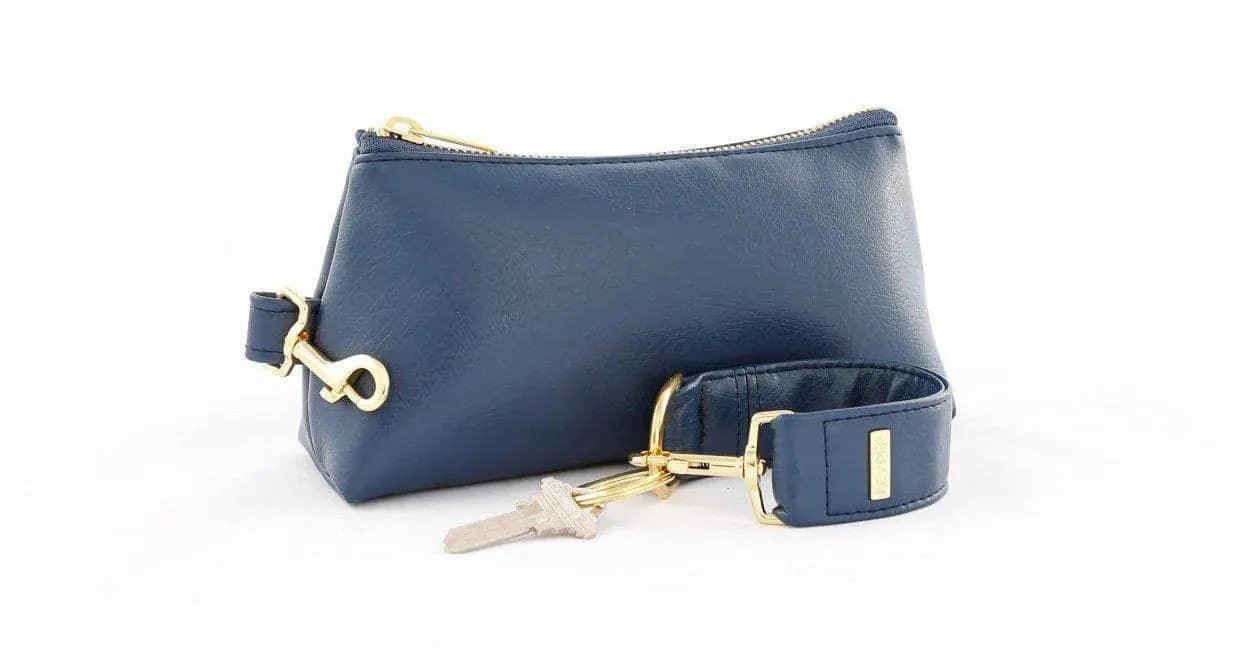 True Navy Vegan Leather 2-Piece Wristlet Set
