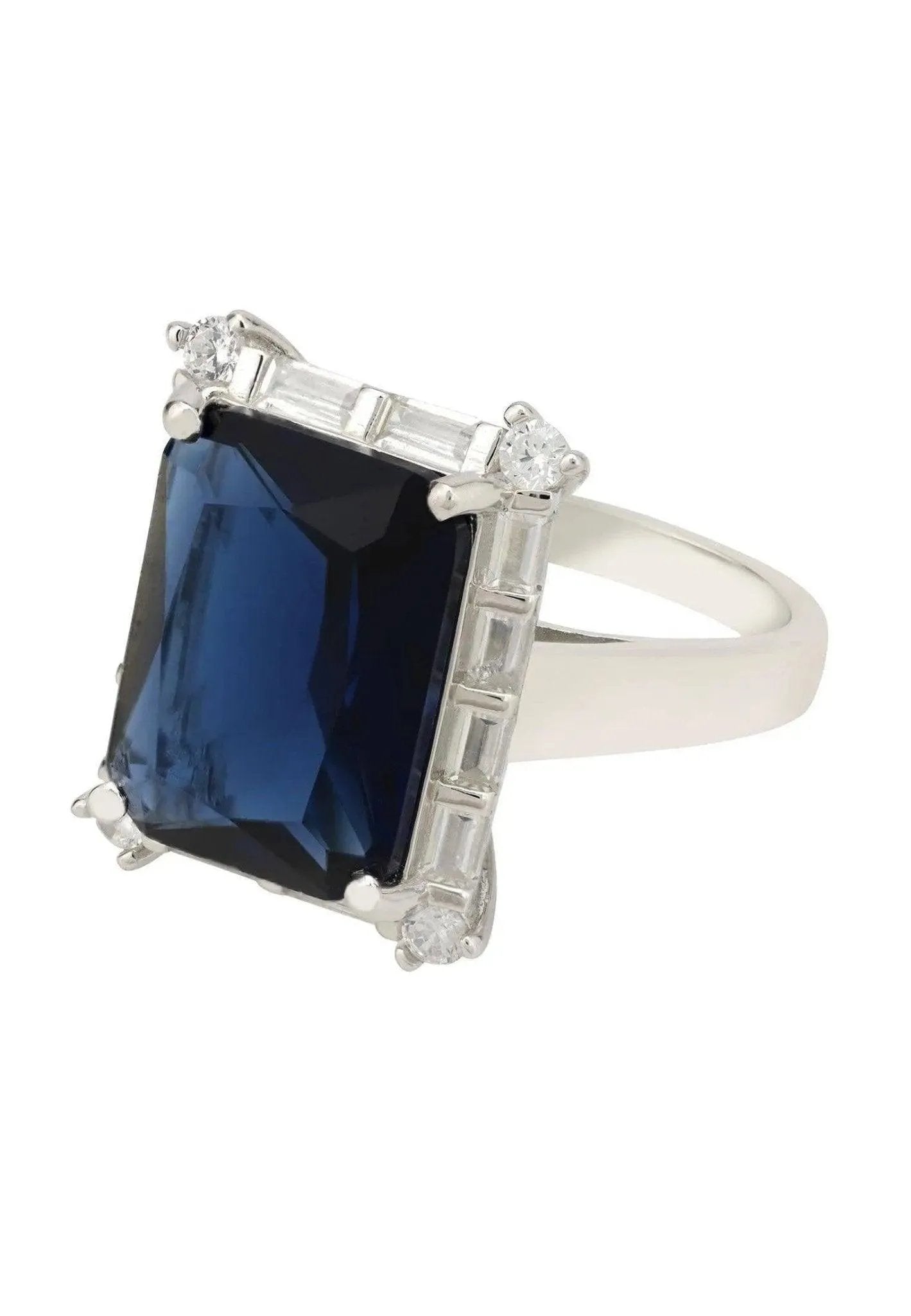 Tudor Lab-created Sapphire Sterling Silver Ring