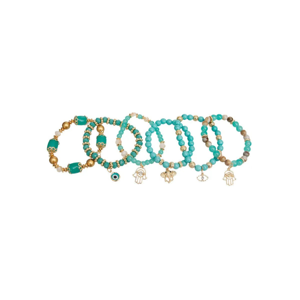 Turquoise Blue Beaded Bracelet Set Must Wear Style for Women