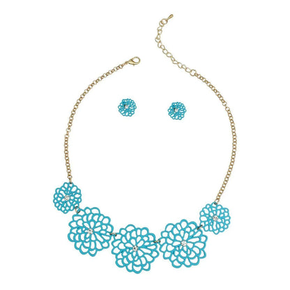 Turquoise Flower Necklace Set: Get Yours Now Jewelry Bubble