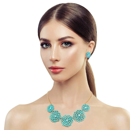 Turquoise Flower Necklace Set: Get Yours Now Jewelry Bubble