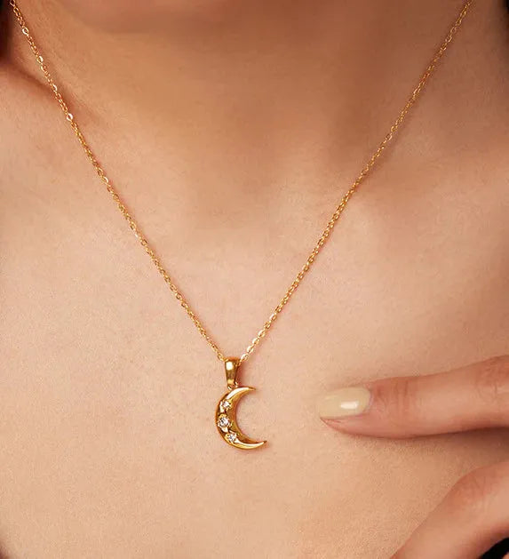 Twilight Crescent Moon Pendant Necklace