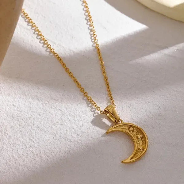 Twilight Crescent Moon Pendant Necklace