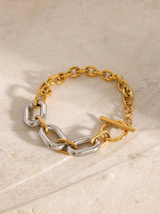 Two Tone Hollow Link Chain Bracelet: Elegance Redefined Jewelry Bubble