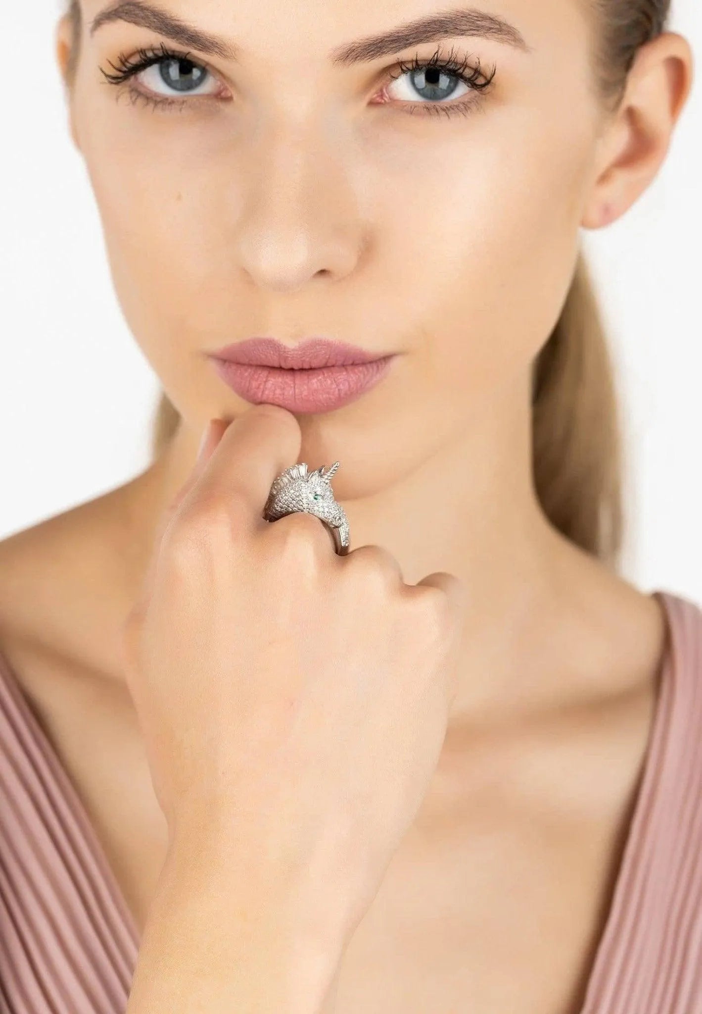 Unicorn CZ Sparkling Ring Sterling Silver Jewelry Bubble