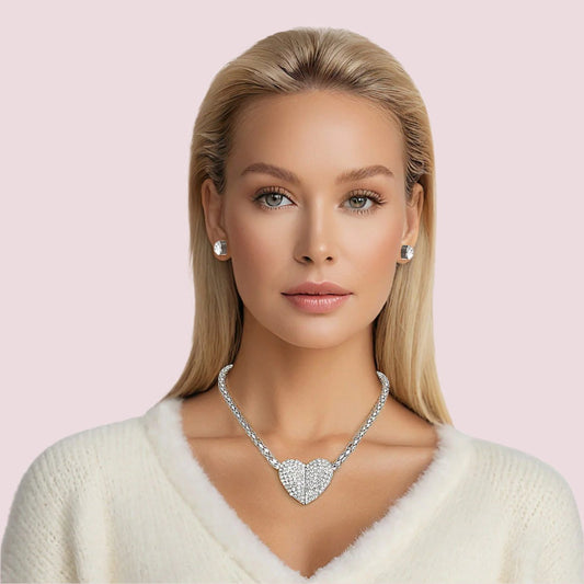 Unite Hearts Clear Heart Necklace: Symbol of Unbreakable Bond Jewelry Bubble