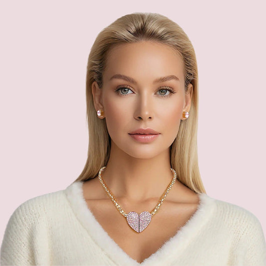 Unite Hearts Pink Heart Necklace: Symbol of Unbreakable Bond Jewelry Bubble