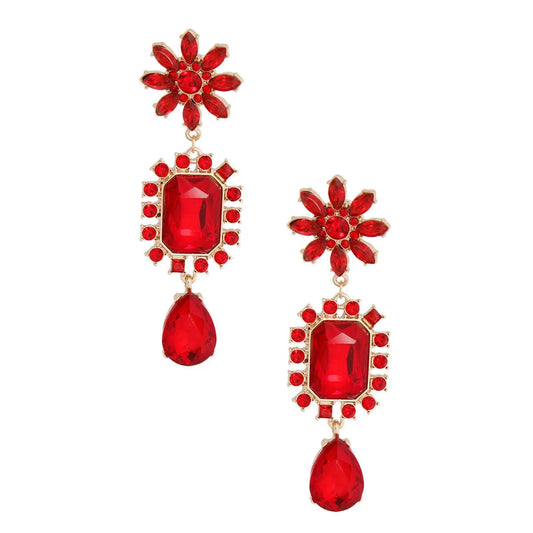 Upgrade Your Jewelry Box: Stunning Red Flower Drop Dangle Earrings Jewelry Bubble