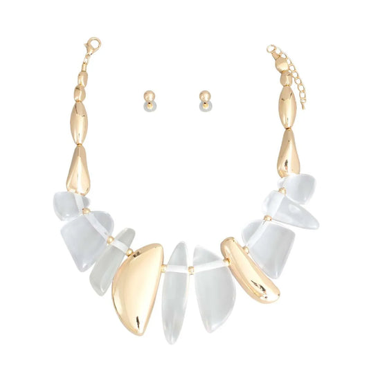 Upgrade Your Style: Clear Chunky Bead Necklace Set for Fashion Lovers Jewelry Bubble