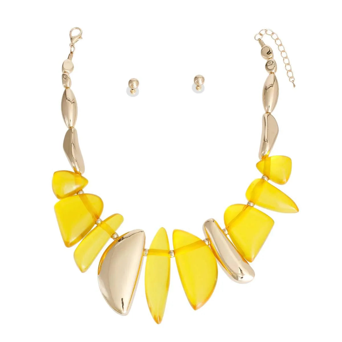 Upgrade Your Style: Yellow Chunky Bead Necklace Set for Fashion Lovers Jewelry Bubble