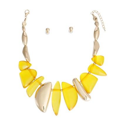 Upgrade Your Style: Yellow Chunky Bead Necklace Set for Fashion Lovers Jewelry Bubble