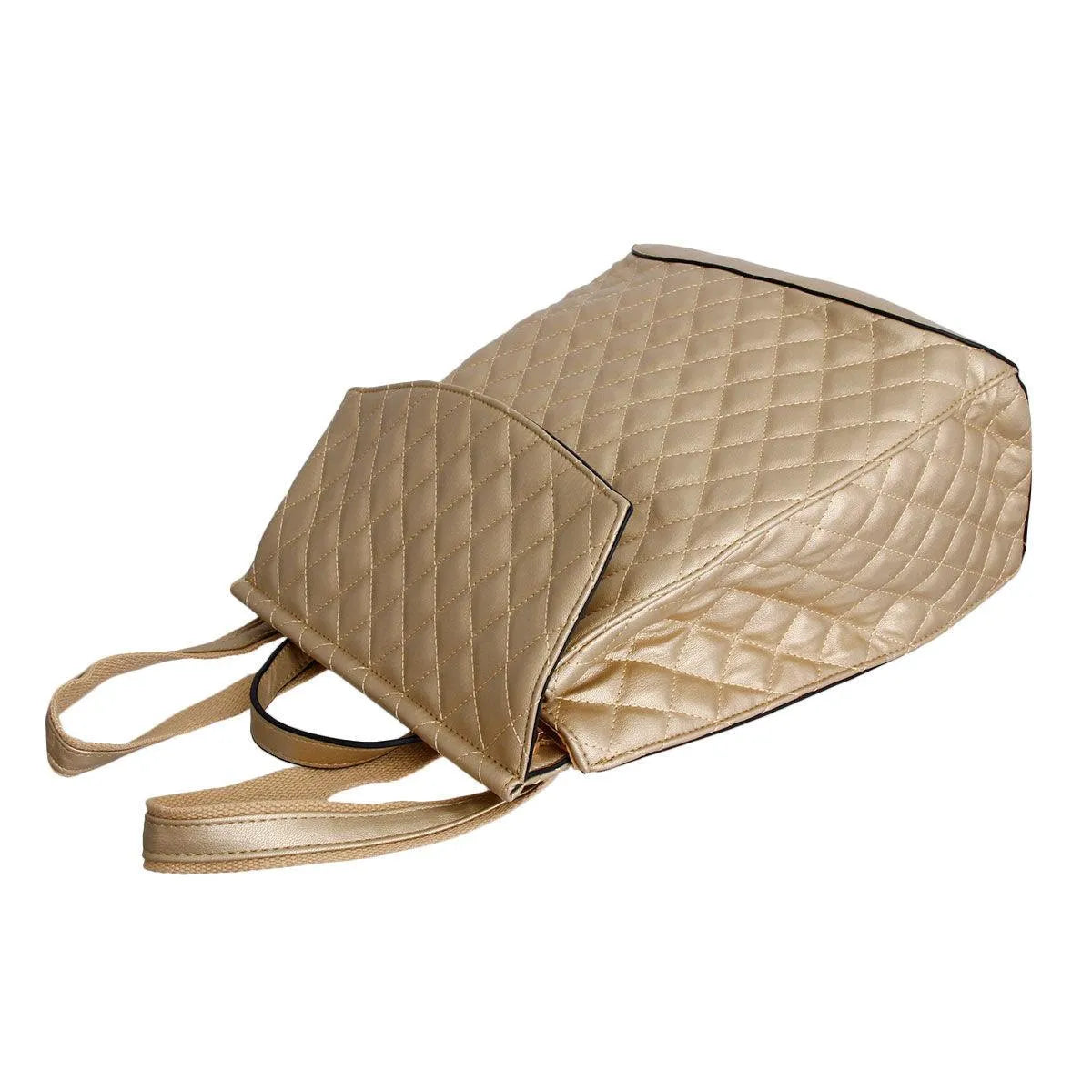 Urban Quilted Convertible Gold Backpack Jewelry Bubble