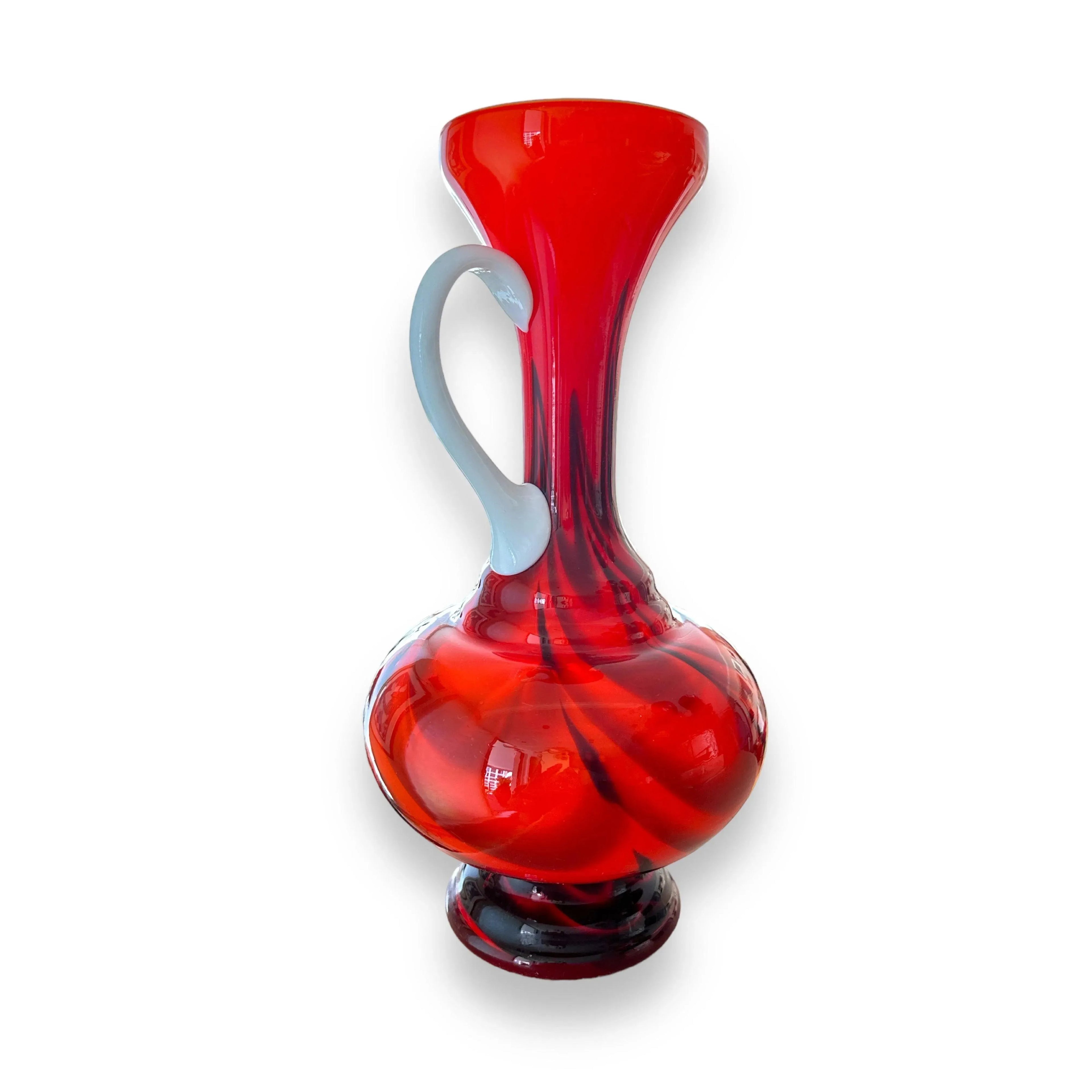 V.B. Opaline Florence Italian Empoli Glass Jug - Vintage Premium Quality