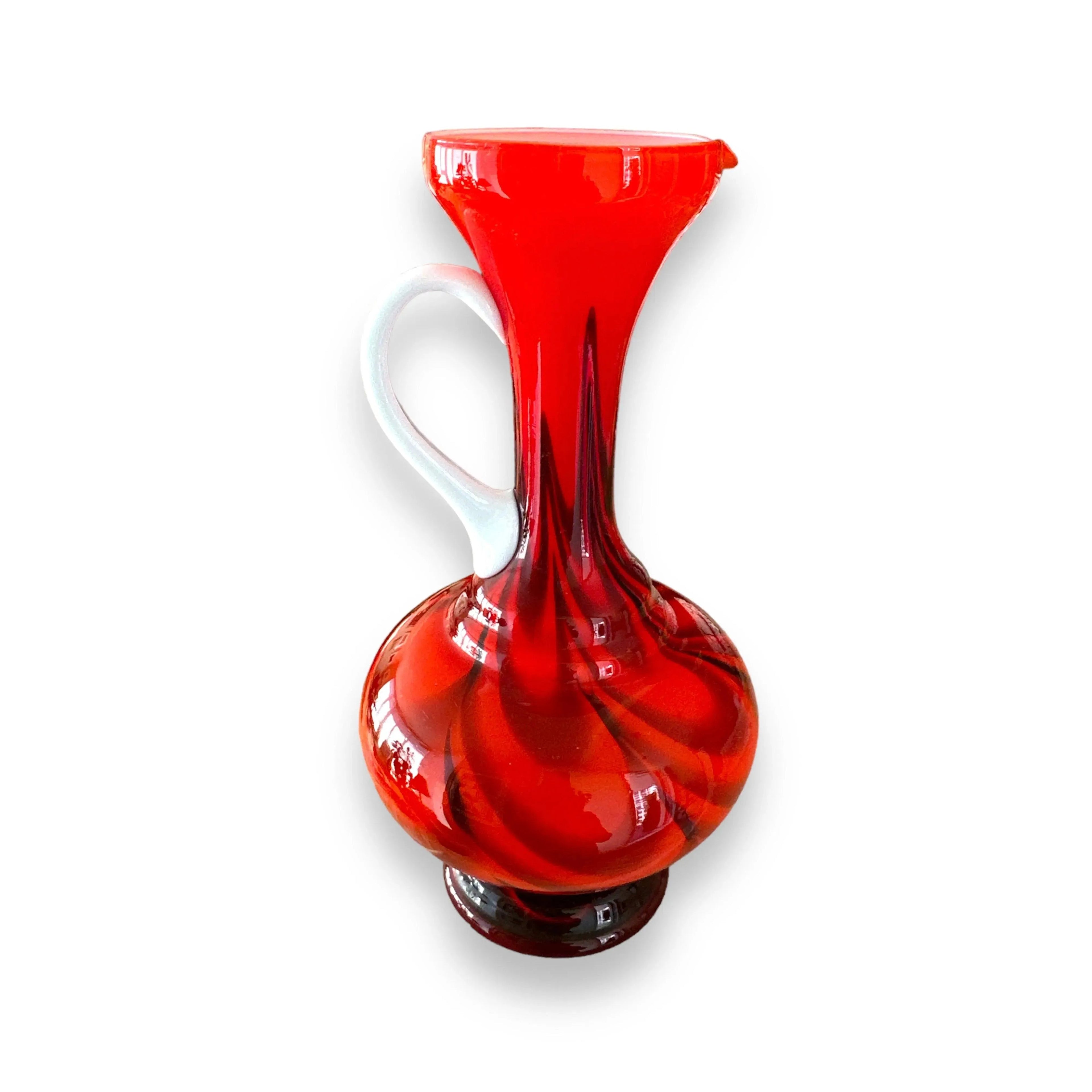 V.B. Opaline Florence Italian Empoli Glass Jug - Vintage Premium Quality