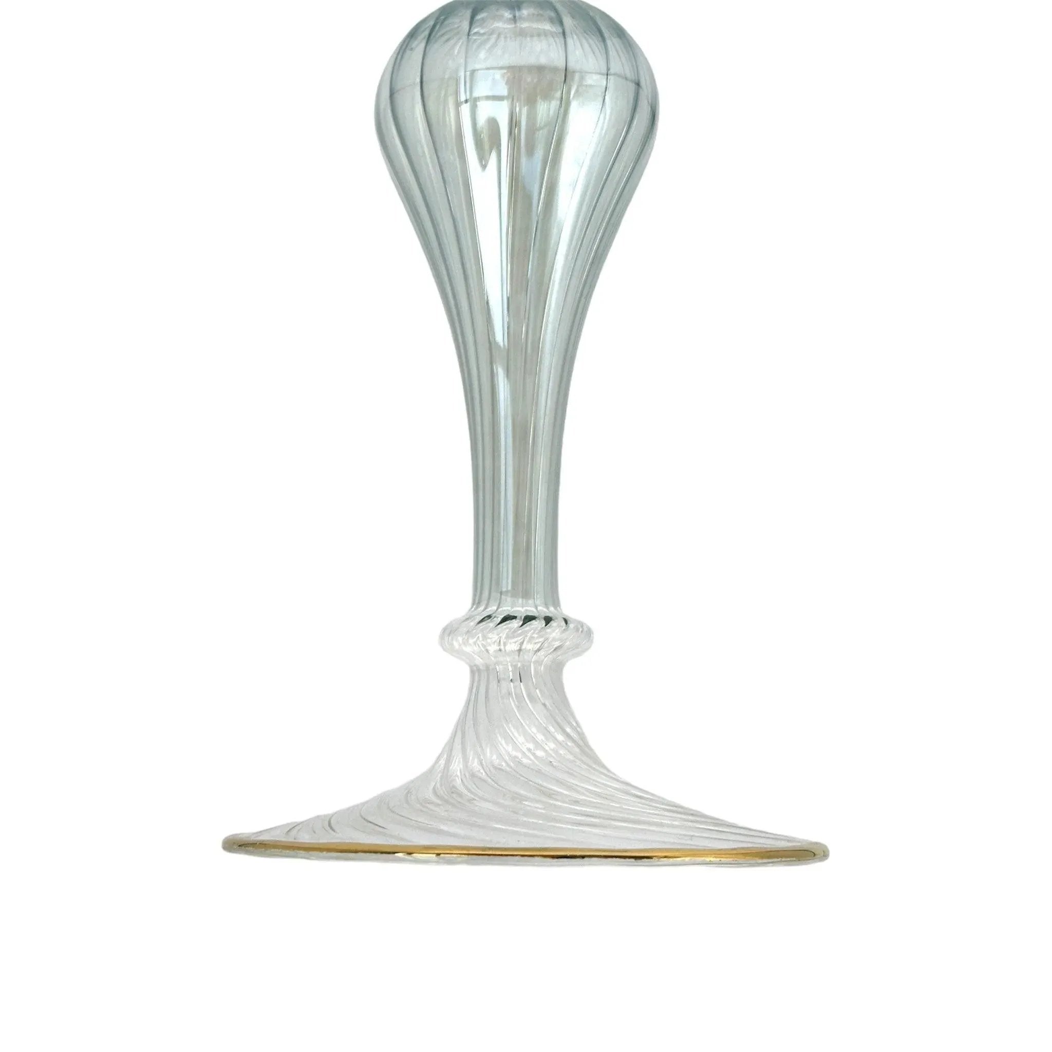 Venetian Vintage Glass Compote Tazza with Gold Accents
