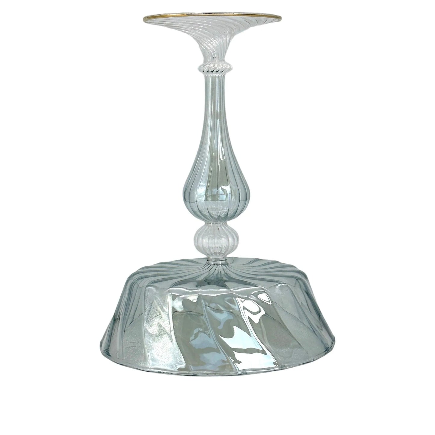 Venetian Vintage Glass Compote Tazza | Ornamental Glassware Collectible Jewelry Bubble