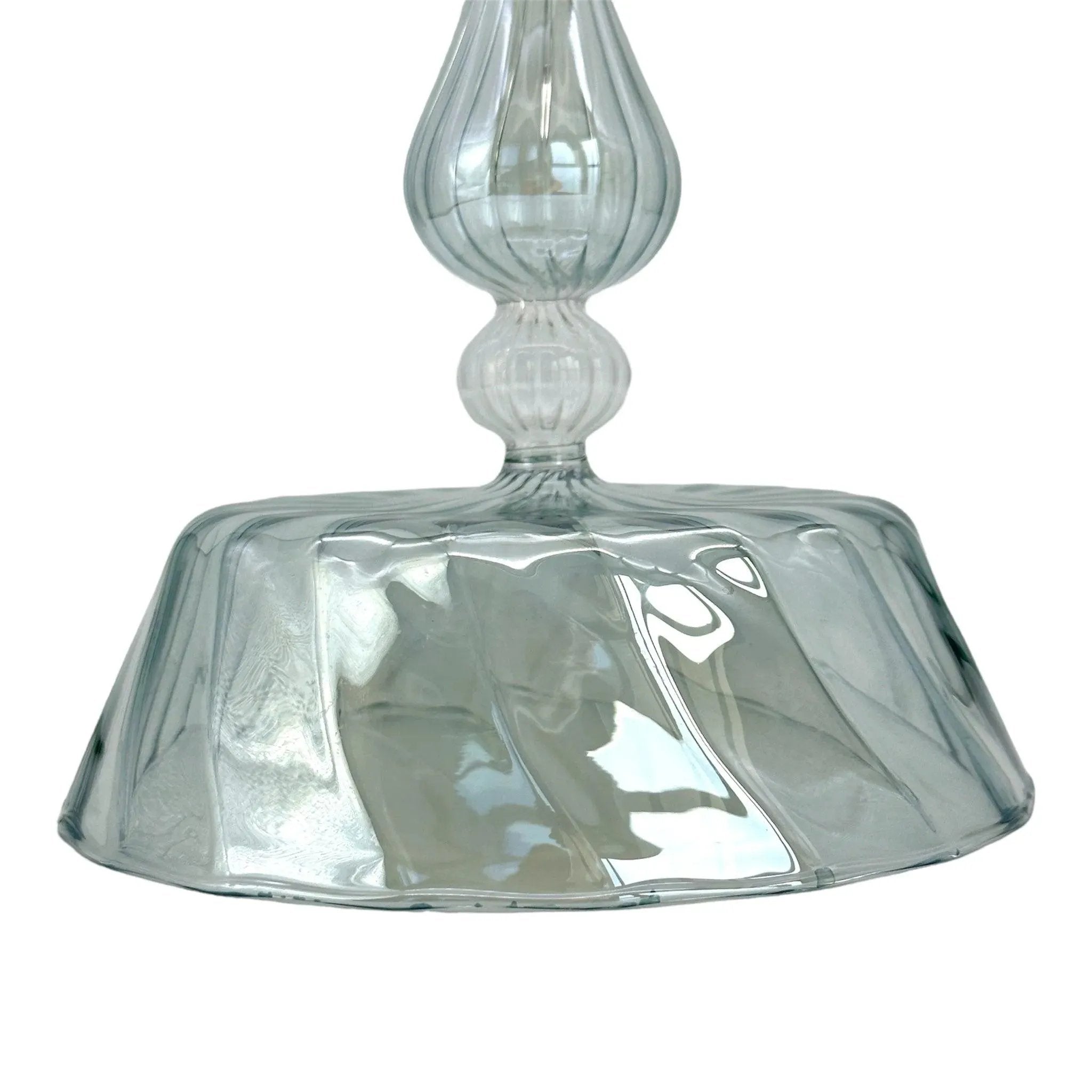 Venetian Vintage Glass Compote Tazza with Gold Accents