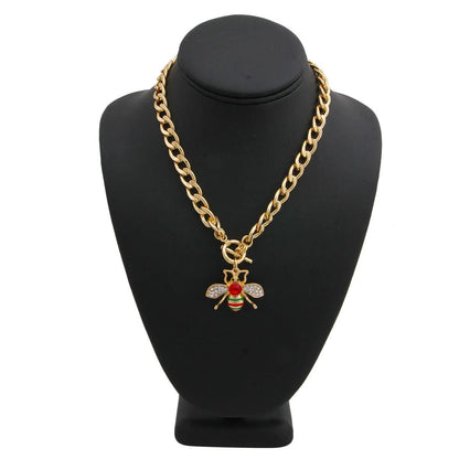 Vibrant Bee Toggle Necklace Gold Plated Jewelry Bubble