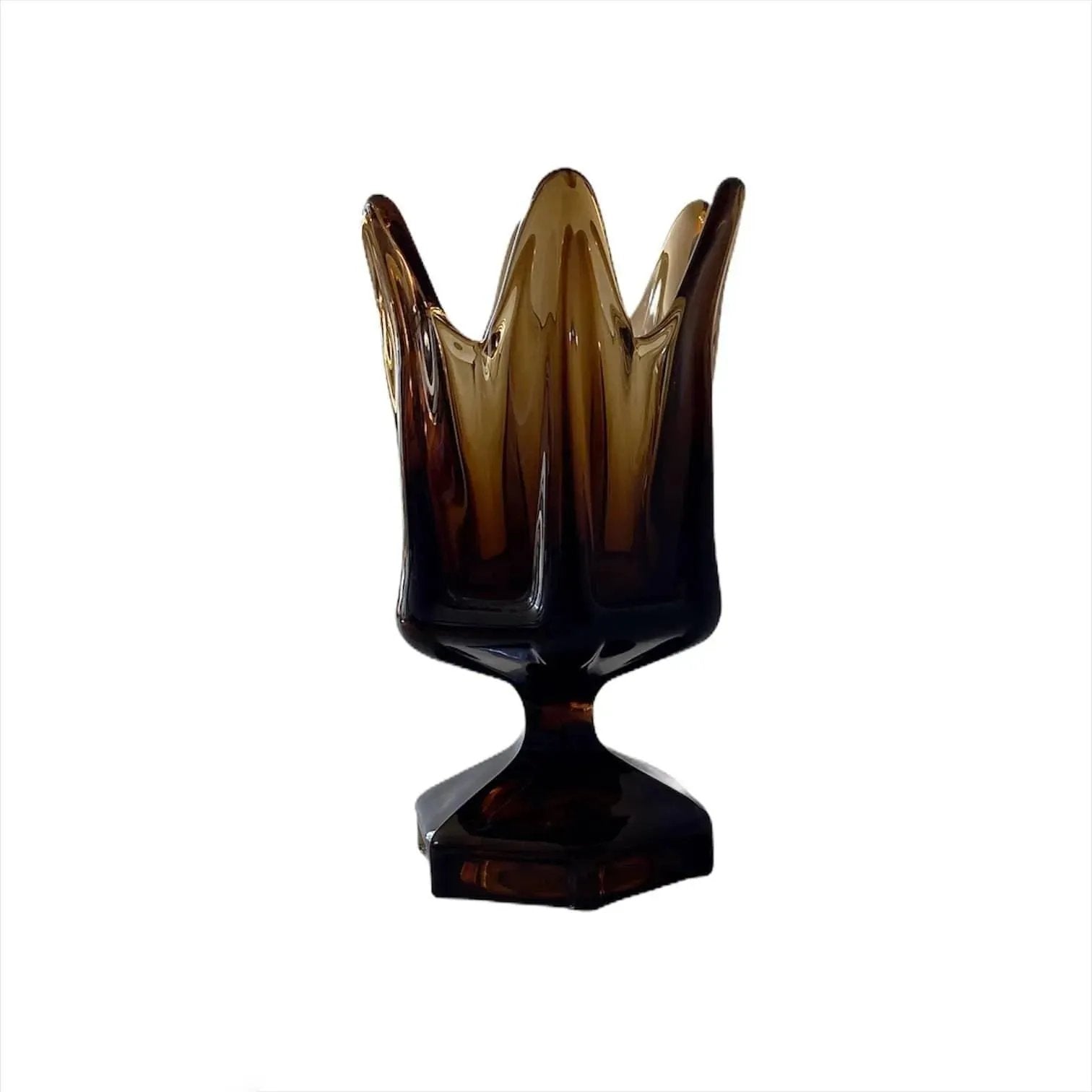 Viking Glass Vase Vintage Epic Smoke-Color Petal Design