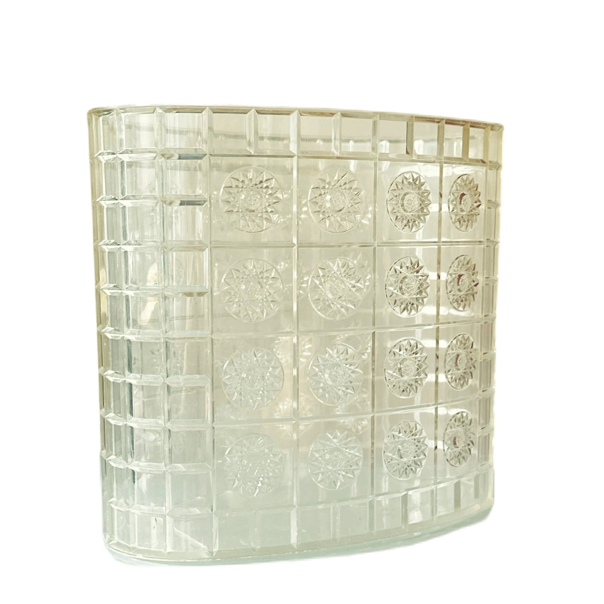 Vintage Acrylic Clear Oval Trash Can Wastebasket, Vaseline Color