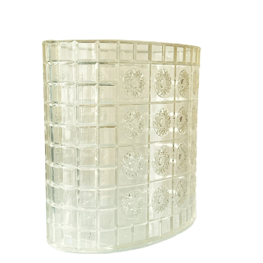 Vintage Acrylic Clear Oval Trash Can Wastebasket, Vaseline Color