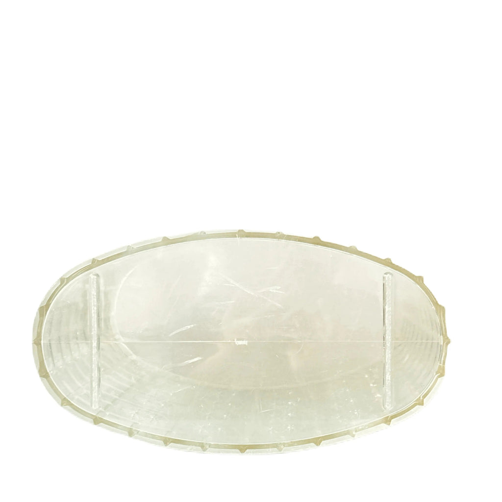 Vintage Acrylic Clear Oval Trash Can Wastebasket, Vaseline Color