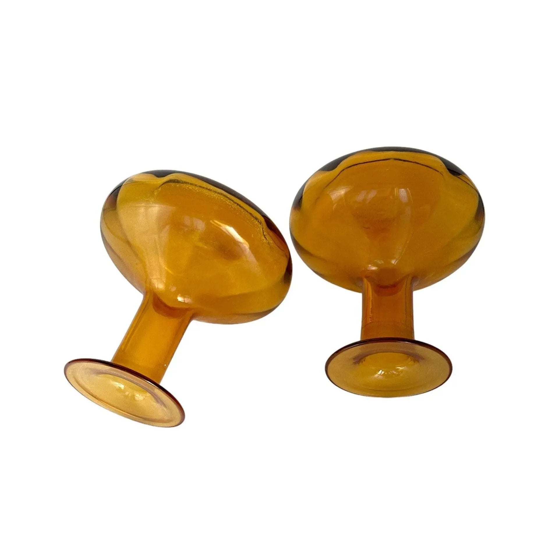 Vintage Amber Glass Decanters: Hand-Blown Bareware Collectible
