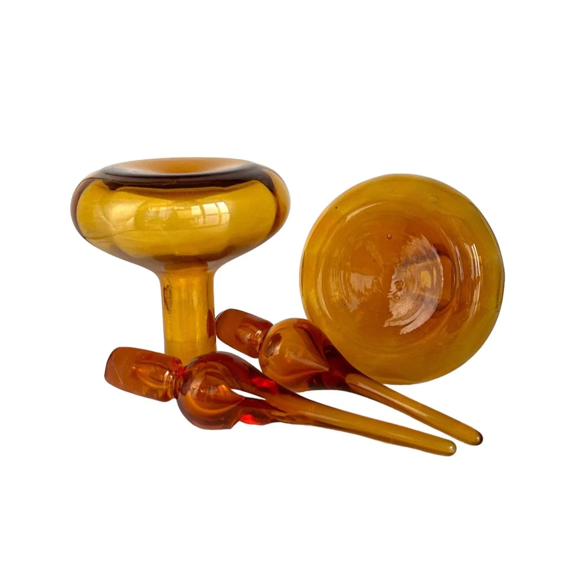 Vintage Amber Glass Decanters: Hand-Blown Bareware Collectible