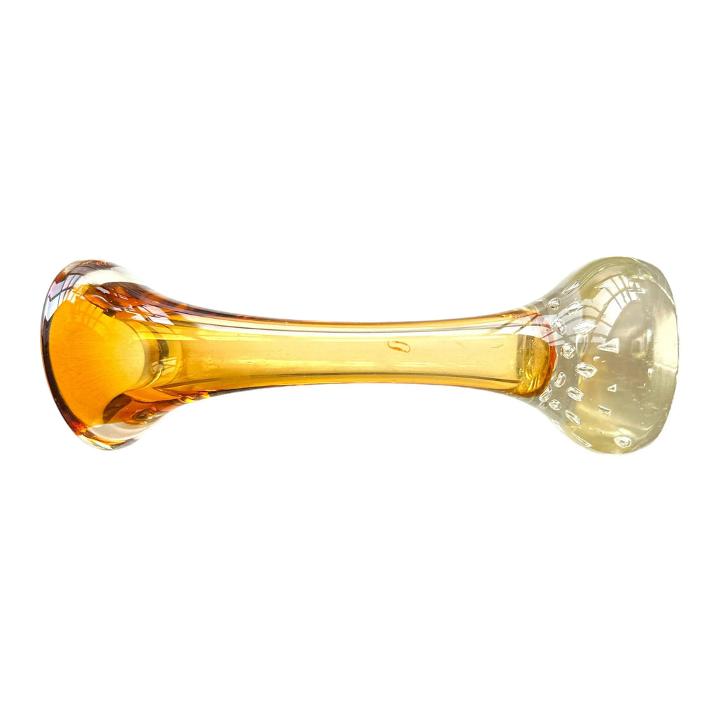 Vintage Amber and Clear Glass Vase: Mid-Century Modern Home Decor