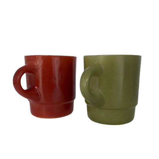 Vintage Anchor Hocking Fire King Fired-on Glass Mugs Jewelry Bubble