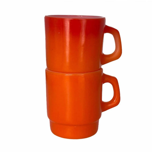 Vintage Anchor Hocking Fire King Fired-on Vibrant Glass Mugs Jewelry Bubble