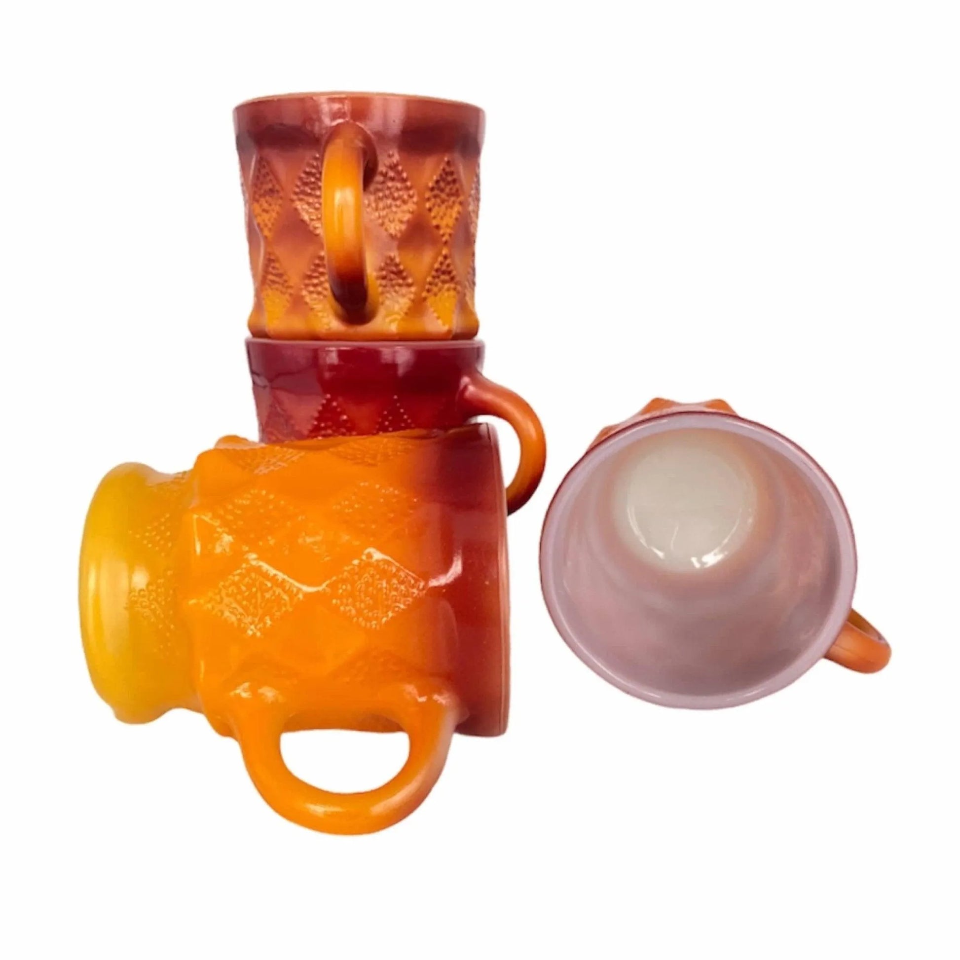 Vintage Anchor Hocking Fire King Vibrant Kimberly Mugs Jewelry Bubble