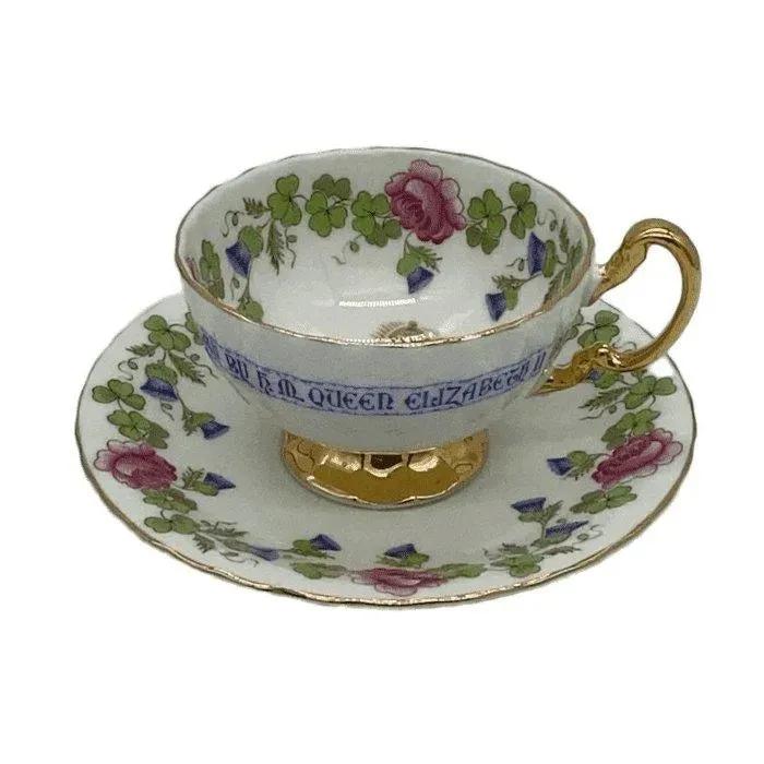 Vintage Aynsley China Teacup, Saucer Set Queen Elizabeth 2nd