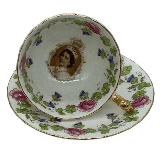 Vintage Aynsley China Teacup, Saucer Set Queen Elizabeth 2nd Jewelry Bubble