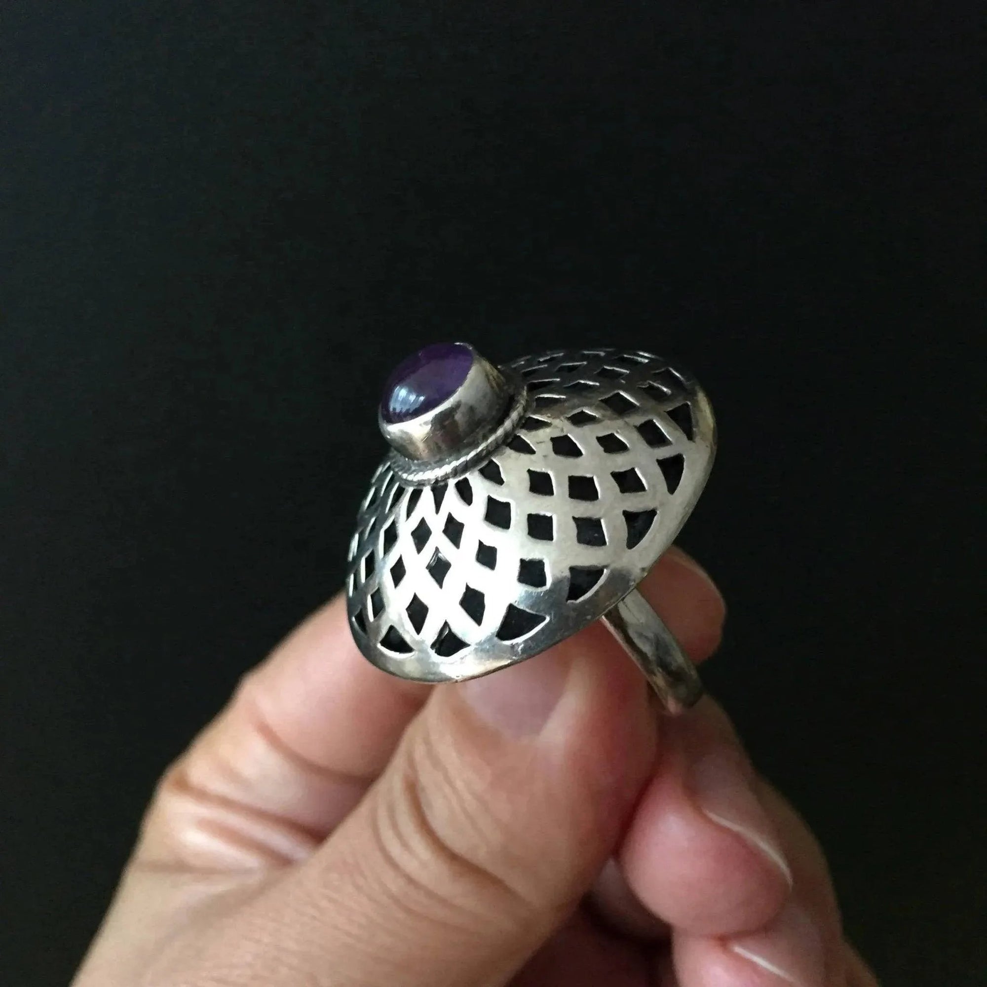 Vintage Bezel Set Amethyst Sterling Silver Ring