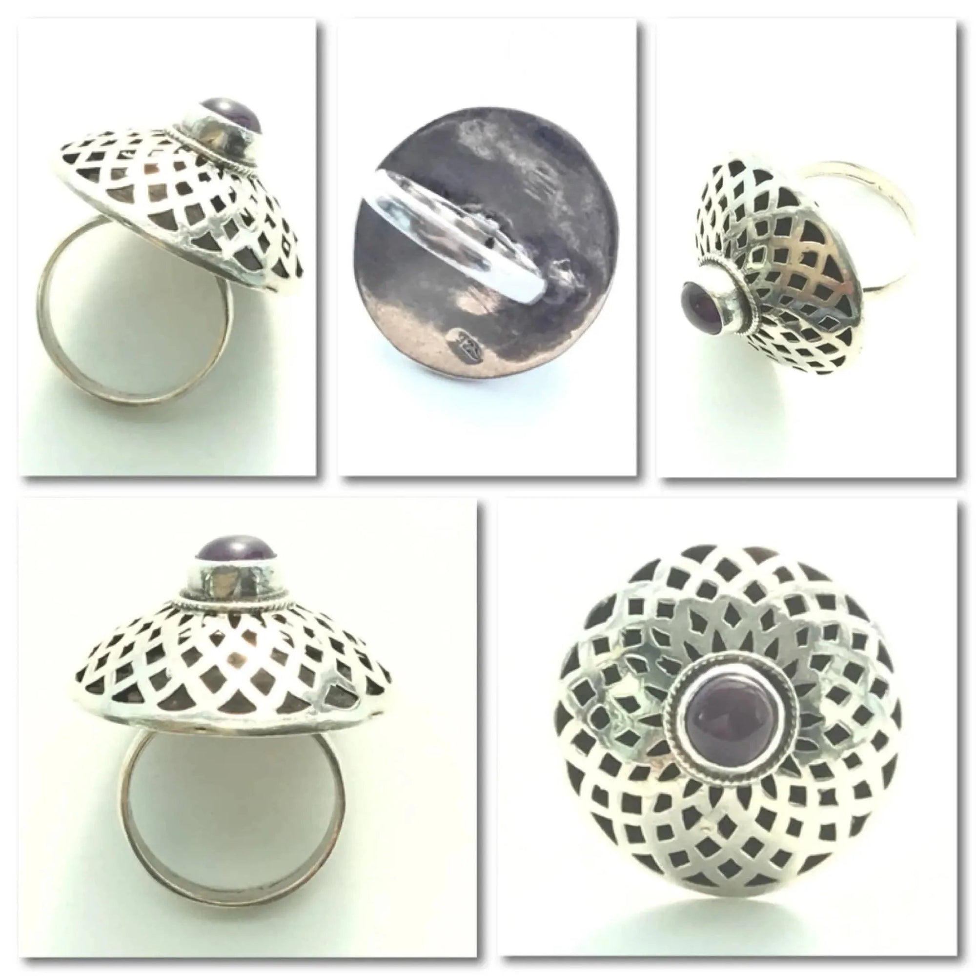 Vintage Bezel Set Amethyst Sterling Silver Ring