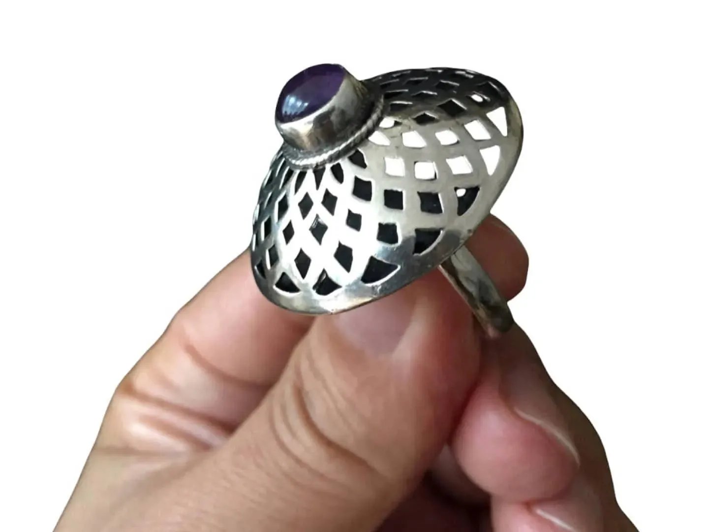 Vintage Bezel Set Amethyst Sterling Silver Ring