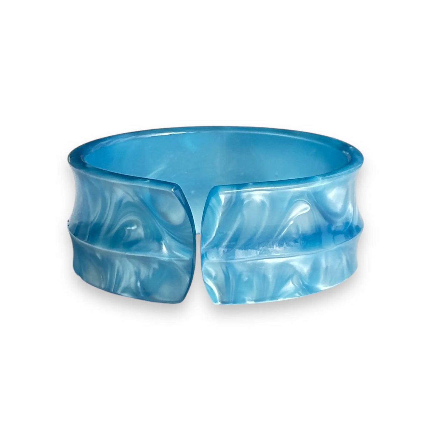 Vintage Blue Moonglow Lucite Bangle: A Celestial Statement Piece Jewelry Bubble