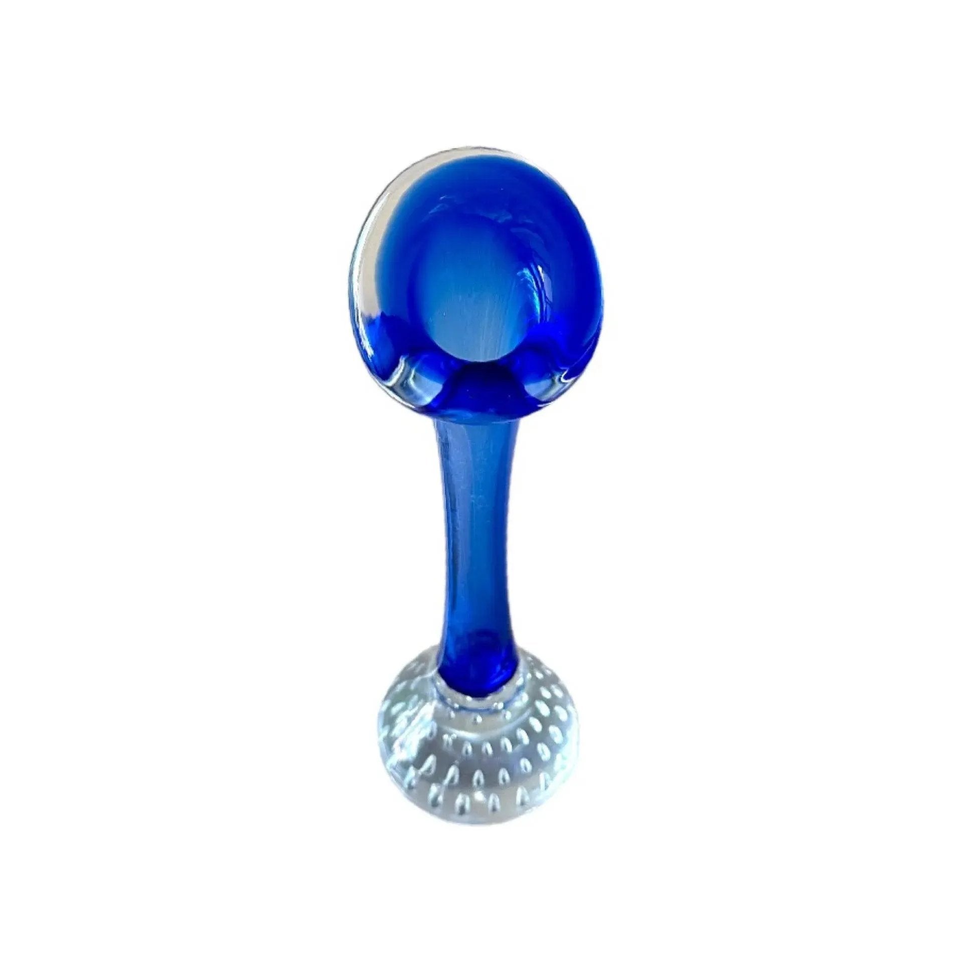 Vintage Blue and Clear Glass Vase: Mid-Century Modern Home Decor