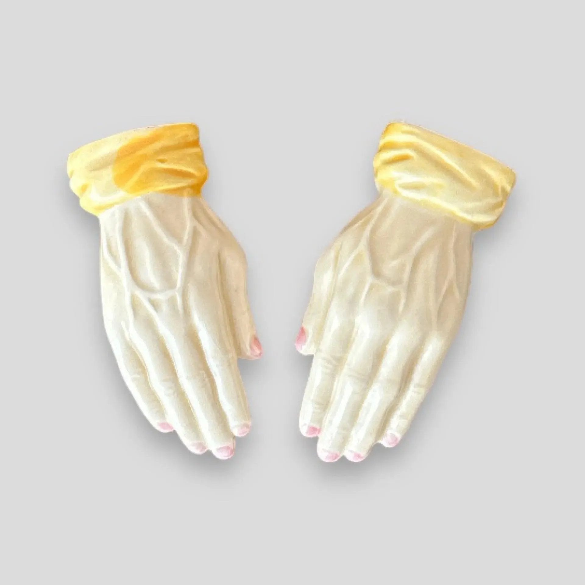 Vintage Ceramic Salt and Pepper Shakers with Hand Figures